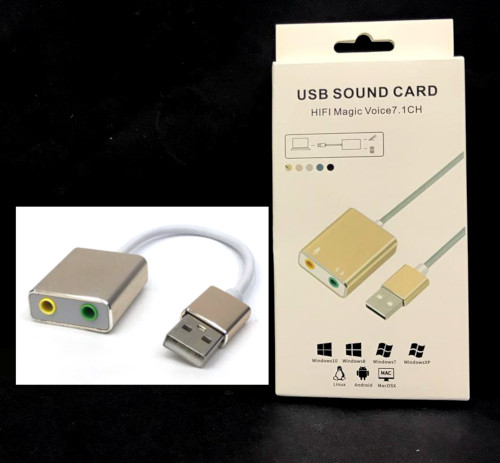 USB Sound Card 7.1CH (USB to 2x3.5mm Audio Jack)